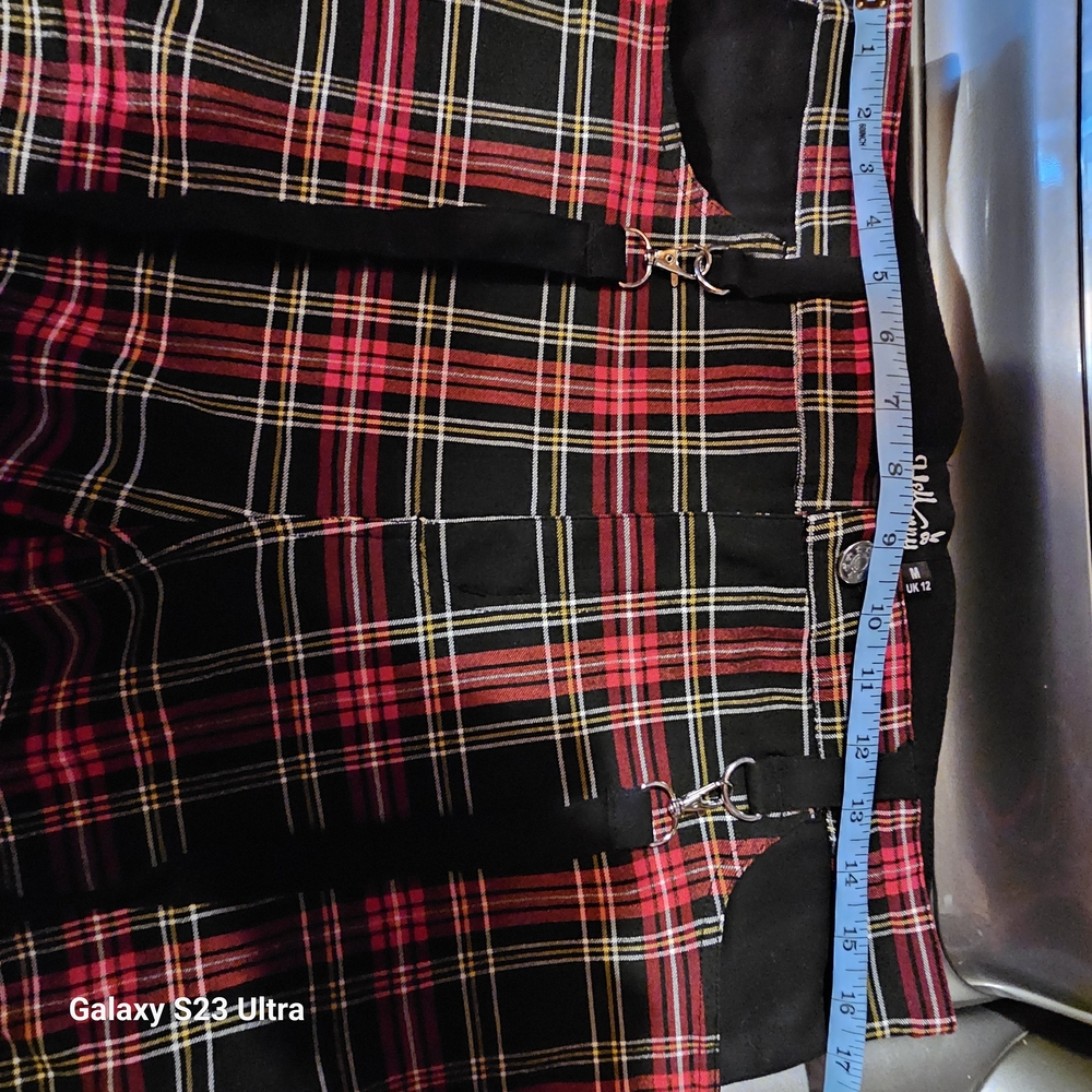 Hell Bunny Red and Black Plaid Straight Leg Pants - Picture 7 of 7